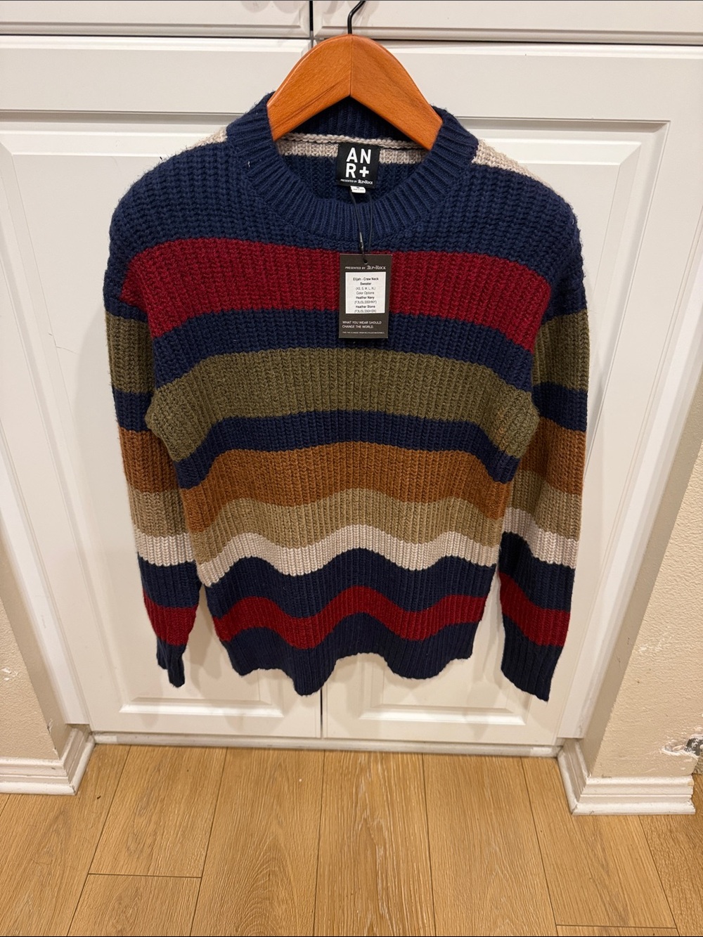 Alp N Rock Men’s Striped Crewneck Sweater - Navy, Red, Olive, Tan, Cream